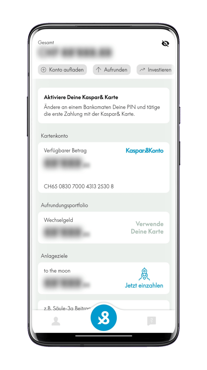 Kaspar& App Kontoübersicht